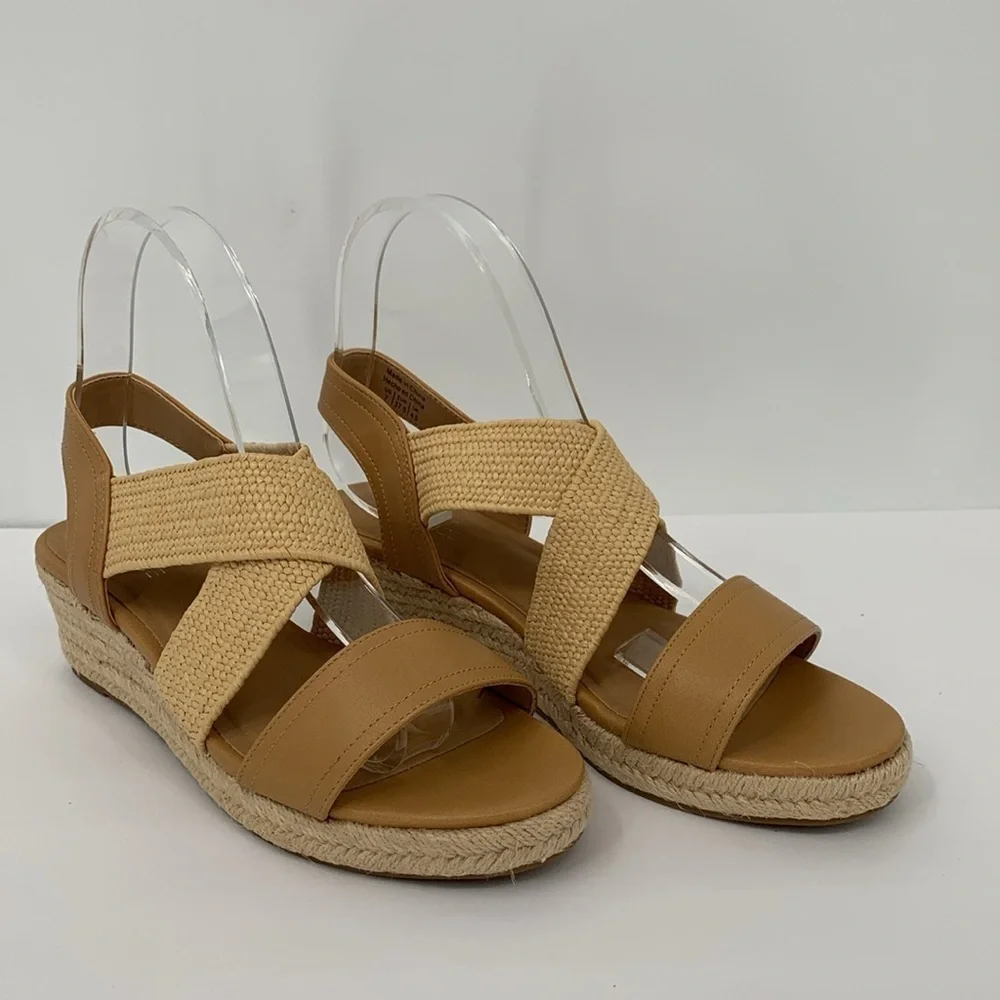 Market & Spruce Celeste wedge espadrille sandal strappy jute tan shoe new 8.5